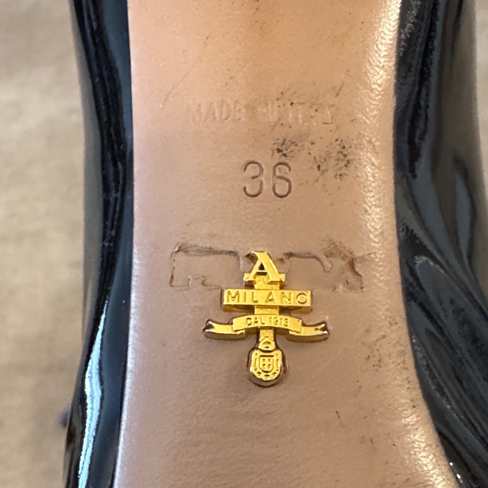 Prada Black Patent Leather Heels 36 - image 3